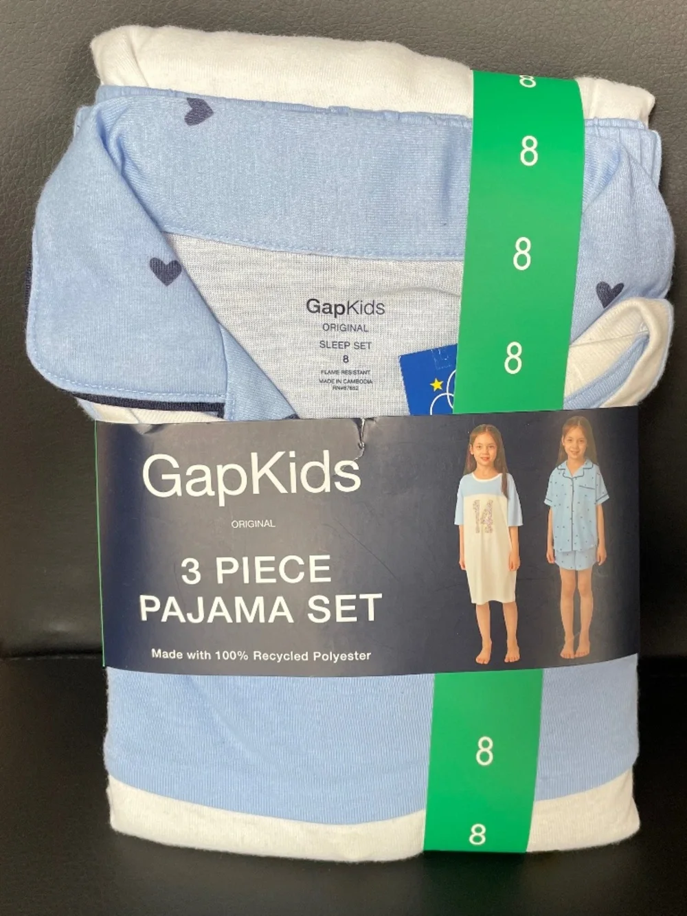 NWT GapKids Girls Size 8 3pc Pajama Set Nightshirt Hearts Floral